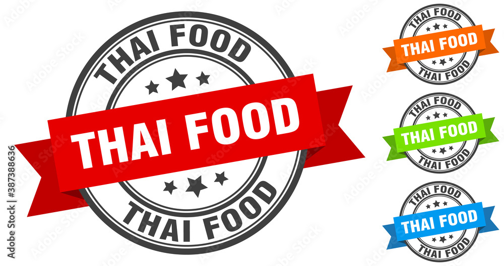 thai food stamp. round band sign set. label