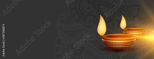 happy diwali glowing banner with text space
