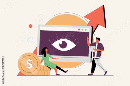 Contextual advertsing and targeting concept. Marketing campaign and social network advertising. Commercial advertisement