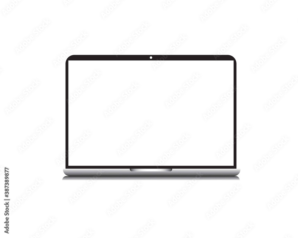 Realistic Vector Digital White desktop computer display screen smartphone tablet portable notebook or laptop and tablet. Outline mockup electronics devices phone monitor lines simple isolated vector.