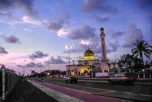 Al-Ameerah Al-Hajjah Maryam Mosque in Brunei at dusk photo