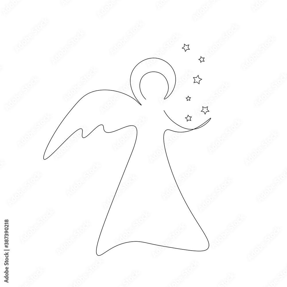 Christmas angel and stars. Vector illustration Christmas angel and stars. Vector illustration