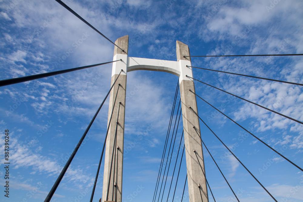 Cable-stayed bridge against the blue sky Cable-stayed bridge against the blue sky