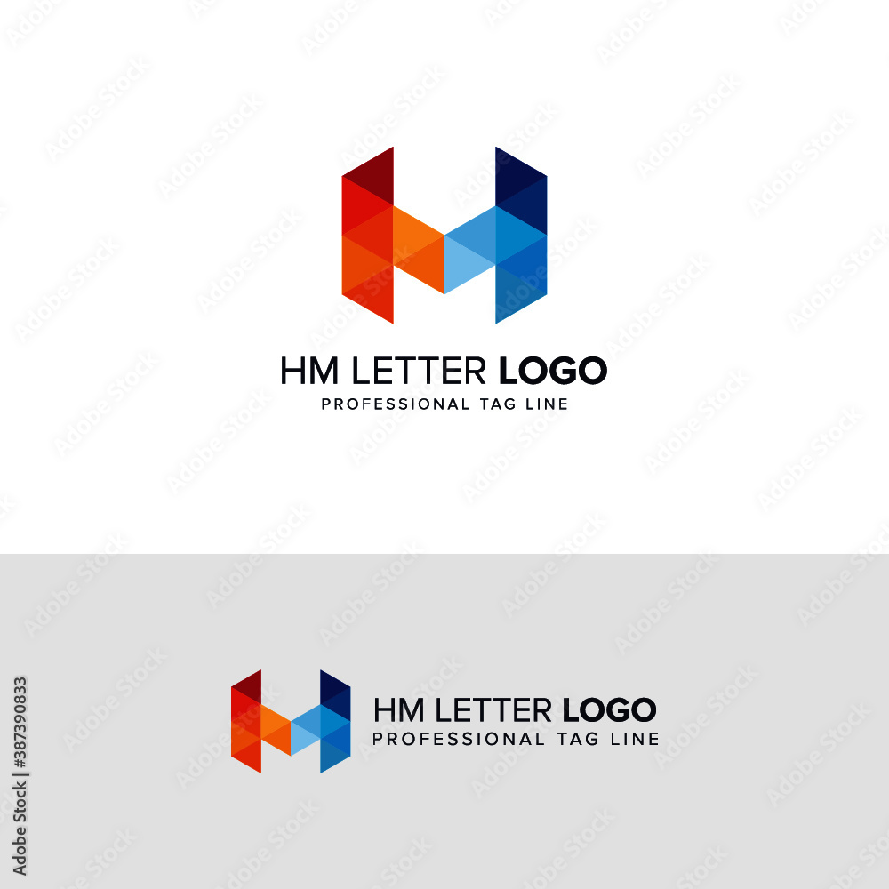 modern abstract creative professional H, M  letter logo template