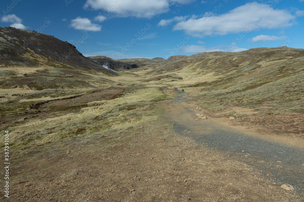 Islande, Reykjadalur source d'eau chaude, riviere thermale, Grensdalur Islande, Reykjadalur source d'eau chaude, riviere thermale, Grensdalur