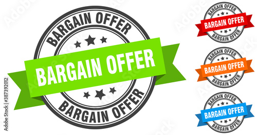 bargain offer stamp. round band sign set. label