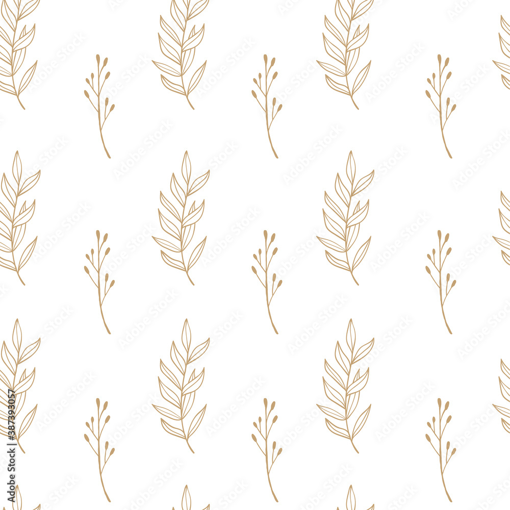 Seamless pattern with branch, leaves. Vector Seamless pattern with branch, leaves. Vector