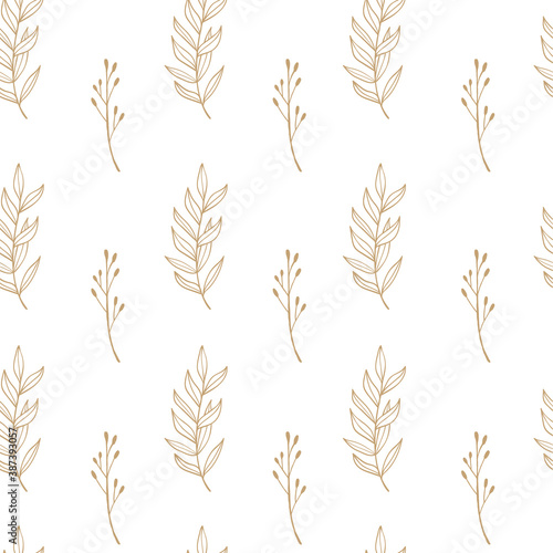 Seamless pattern with branch  leaves. Vector