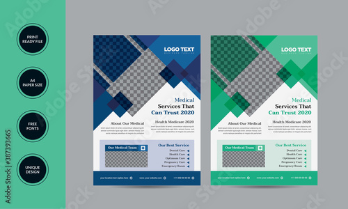 Medical Flyer Design Template Healthcare and Medical concept. vector illustration. template details: Easy Customization and Editable 2 Color Versions Full Vector Eps. File Size: A4 (210X297)