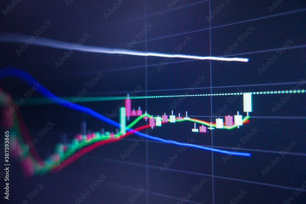 Stock exchange market graph on screen monitor. Economic and financial concept. Stock exchange market graph on screen monitor. Economic and financial concept.