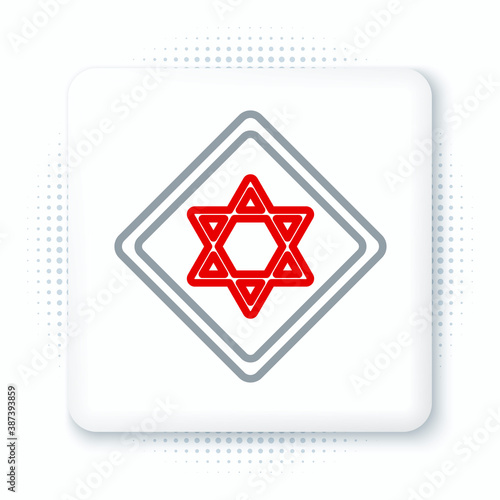 Line Star of David icon isolated on white background. Jewish religion symbol. Symbol of Israel. Colorful outline concept. Vector.