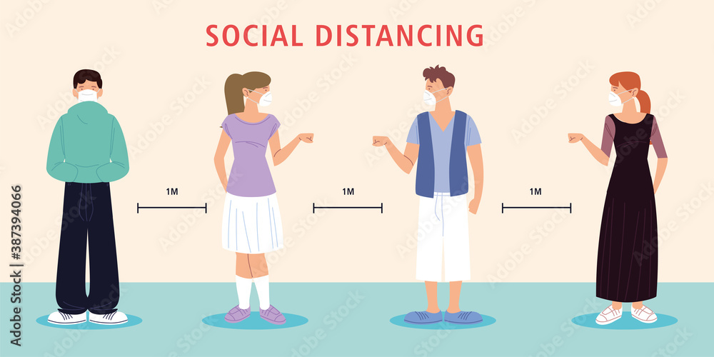 social distancing, people new normal, wearing face mask and social distance social distancing, people new normal, wearing face mask and social distance