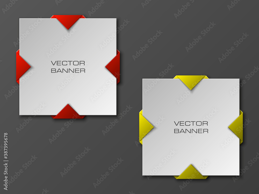 Vector banner. The original form as two form, overlapping. The flat image. Advertising Design shape. Vector label tag.