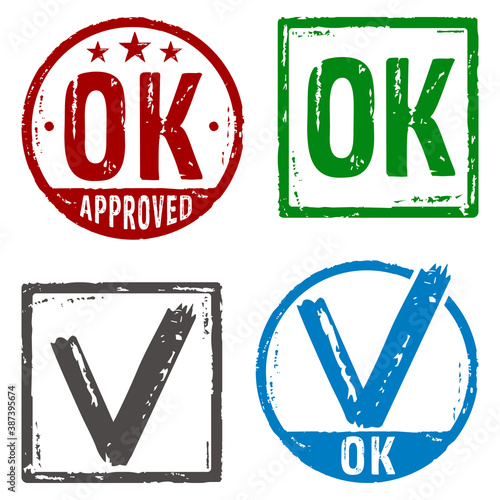 OK approved grunge stamp vector symbol
