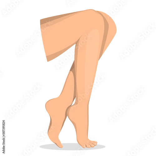 Beautiful female legs vector isolated. Idea of body care. Legs after the hair depilation or epilation. Beautiful skin.