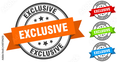 exclusive stamp. round band sign set. label