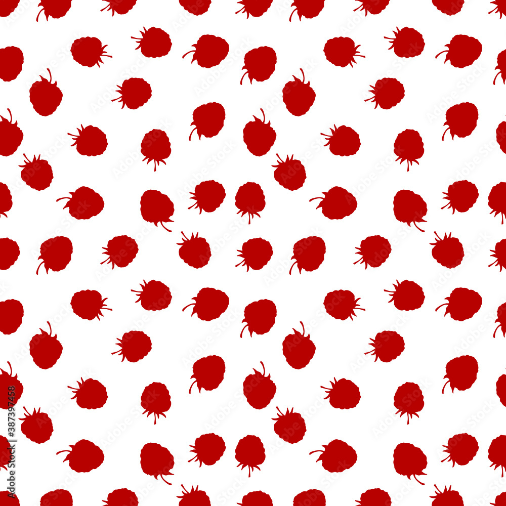 Raspberry seamless pattern. Red berries on a white background. Fruit background.
Raspberry seamless pattern. Red berries on a white background. Fruit background.