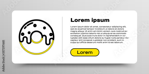 Line Donut with sweet glaze icon isolated on white background. Colorful outline concept. Vector.