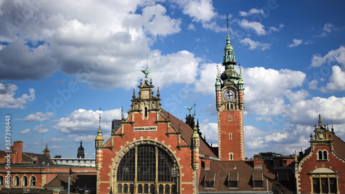 Historical Railway Station Building in Gdansk Poland