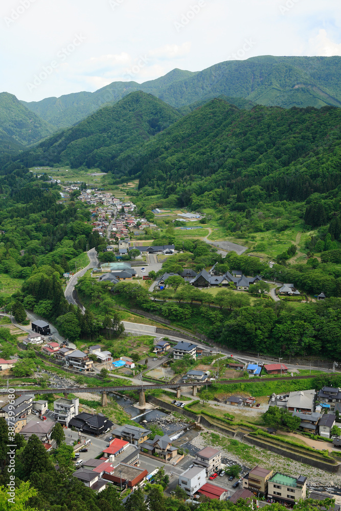 奥の細道 立石寺五大堂のパノラマ展望 奥の細道 立石寺五大堂のパノラマ展望