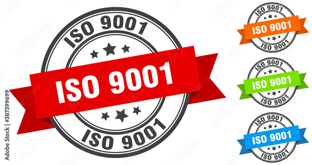 iso 9001 stamp. round band sign set. label