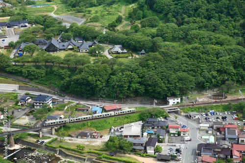 奥の細道　立石寺五大堂のパノラマ展望