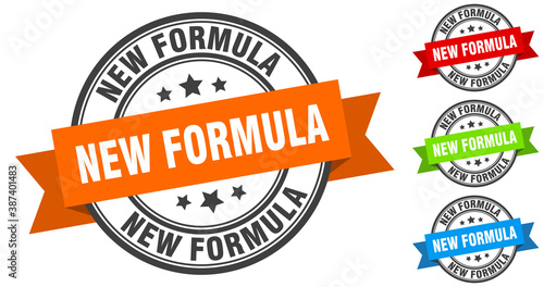 new formula stamp. round band sign set. label