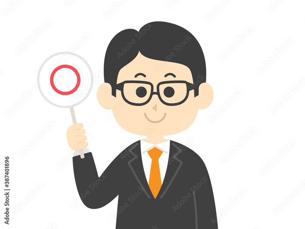 クイズに回答する男性のイラスト