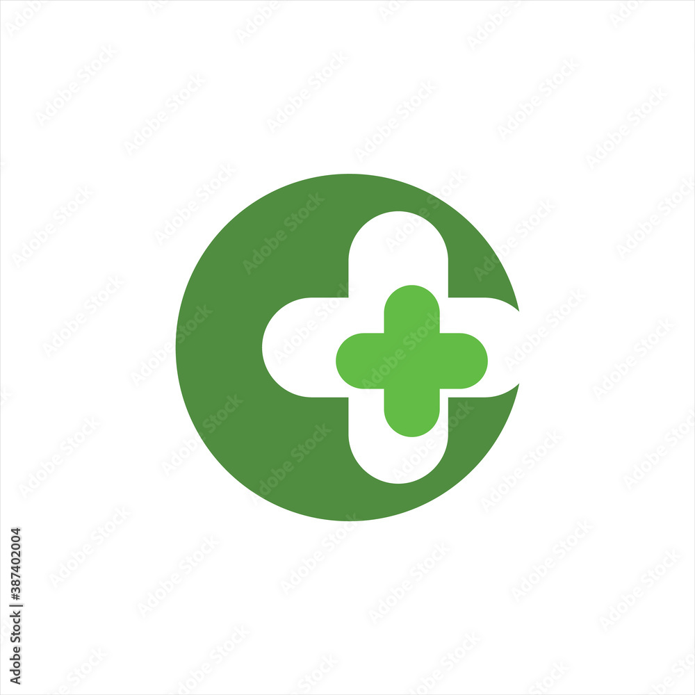 C letter with plus logo for medical logo, clinic logo, hospital logo