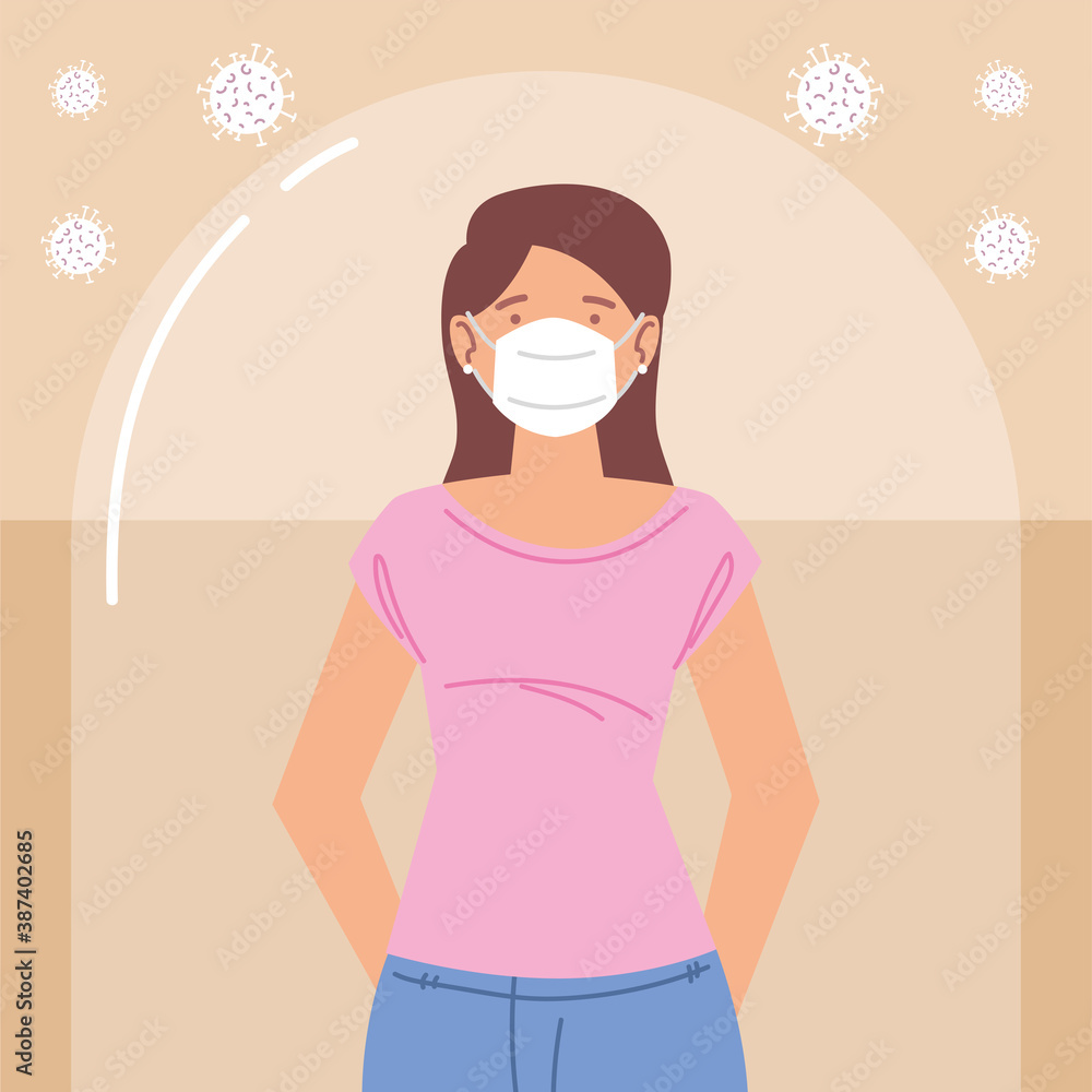 young woman with mask during coronavirus covid 19 young woman with mask during coronavirus covid 19