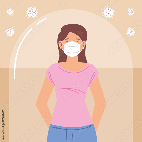 young woman with mask during coronavirus covid 19