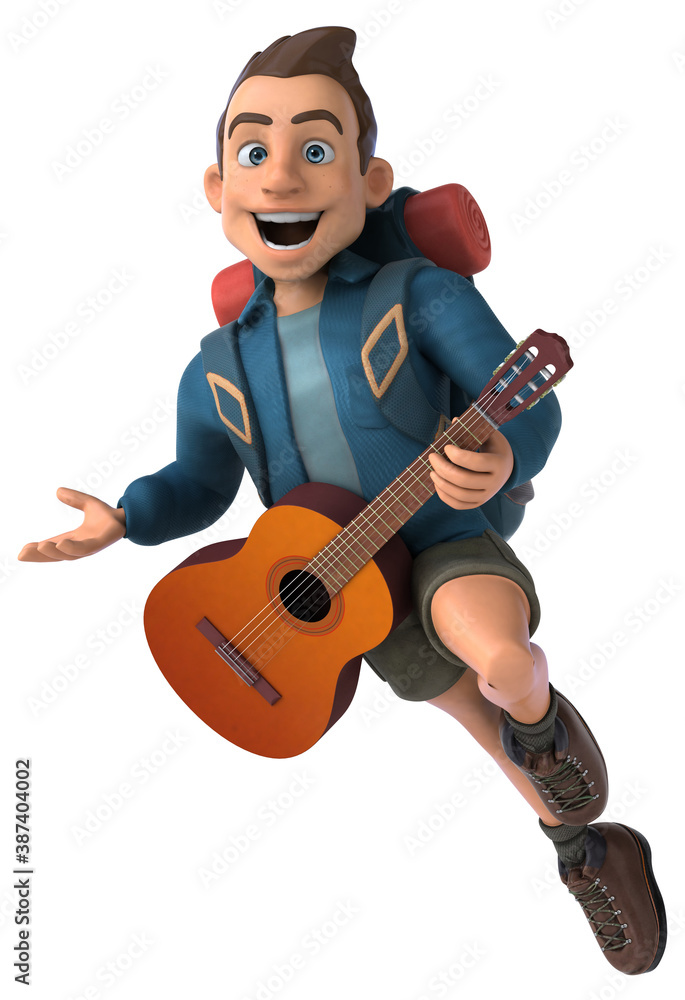 Fun illustration of a 3D cartoon backpacker Fun illustration of a 3D cartoon backpacker