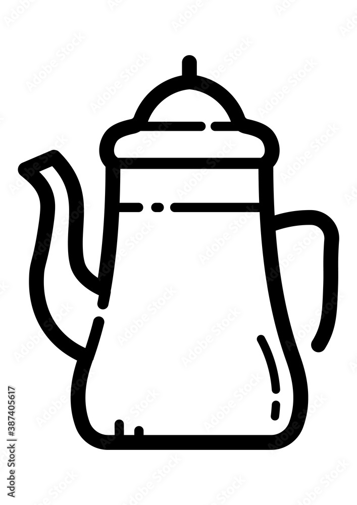 Fototapeta premium Coffee Pot Flat Icon Isolated On White Background