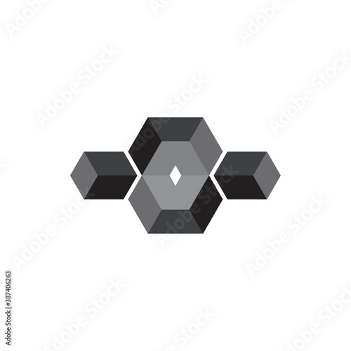 3D Eight number with polygonal cube logo design vector