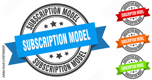 subscription model stamp. round band sign set. label