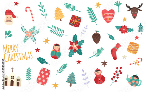 vector set decorative christmas element. christmas festive texture greetings card. seasonal backdrop, winter holiday background.