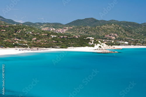 emerald water in Porto Giunco bay  Villasimius  Cagliari  Sardinia  Italy  Europe