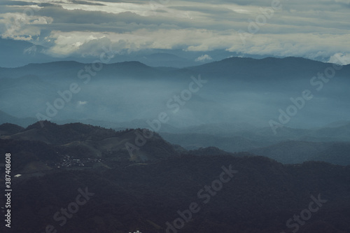 fog and cloud mountain valley sunset landscape, Doi Pui Chiang Mai Thailand
