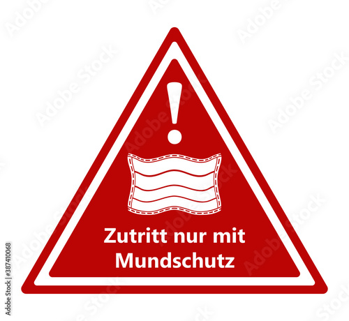 Vektor - Coronavirus - Maske - Hygienehinweis - Zutritt nur mit Mundschutz - Pandemie - Covid-19 - SARS-CoV-2 - Piktogramm