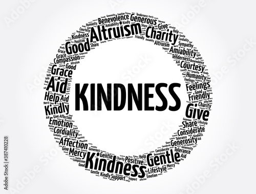 Kindness word cloud collage, concept background