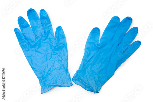Blue gloves, covid-19, medical latex gloves © Alona