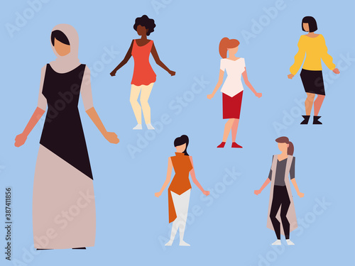 women rights feminist, female group diverse ethnicity
