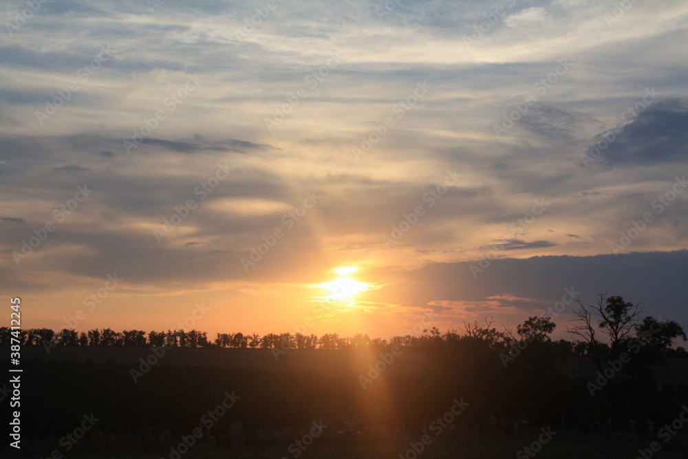 sunset over the river