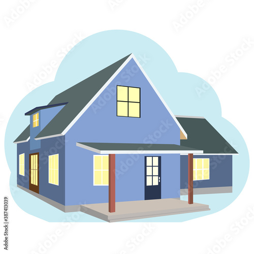 Vector flat icon of country house. For web design and app interfaces, it's also useful for infographics. Traditional family house icon isolated on white background.