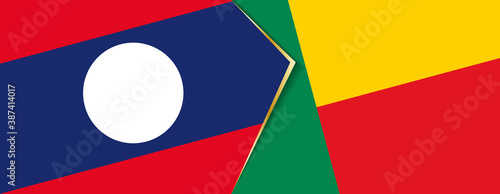 Laos and Benin flags, two vector flags.