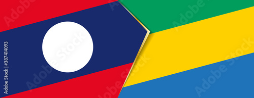 Laos and Gabon flags, two vector flags.