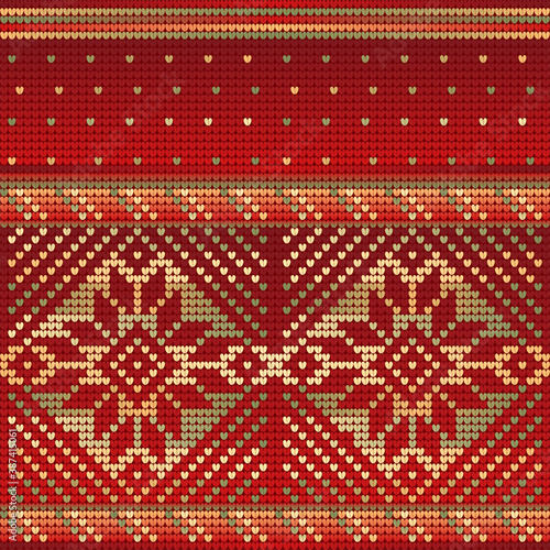 Red Gradient Seamless Pattern of Christmas Stars