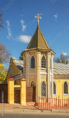 Sergius church - church of St. Sergius of Radonezh at diocesan bishop house in Bryansk. Russia