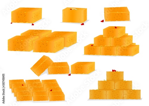 mysore pak Indian Sweets or Mithai Food Vector