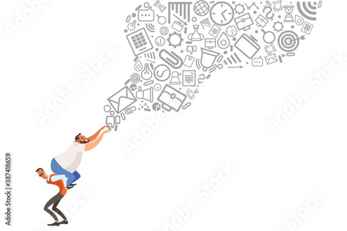 Mentoring concept. Coaching Banner. Teamwork and Training. Corporate Education. Inspirational Courses. Vector illustration